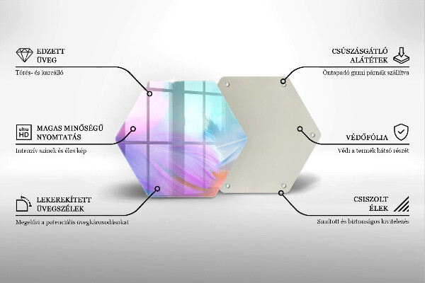 Tagliere in vetro Piume pastello