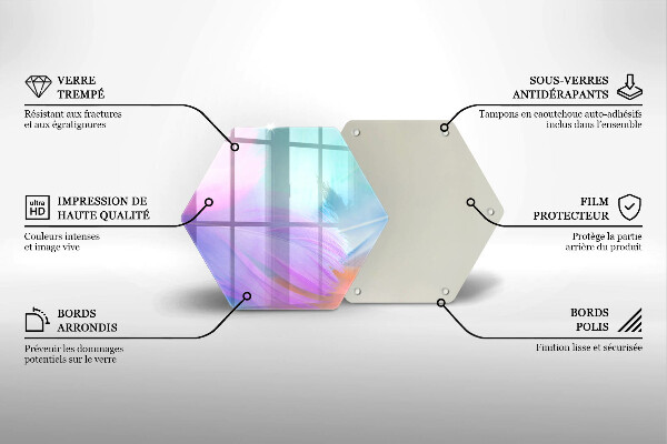 Tagliere in vetro Piume pastello