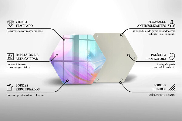 Tagliere in vetro Piume pastello