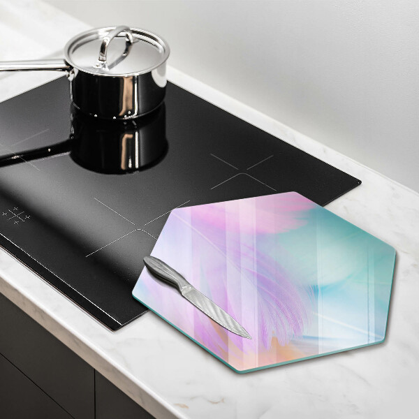 Tagliere in vetro Piume pastello