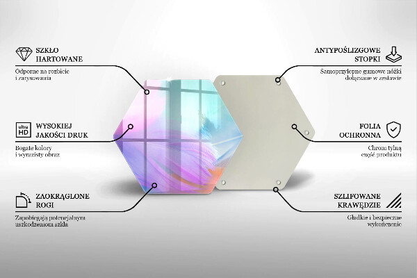 Tagliere in vetro Piume pastello