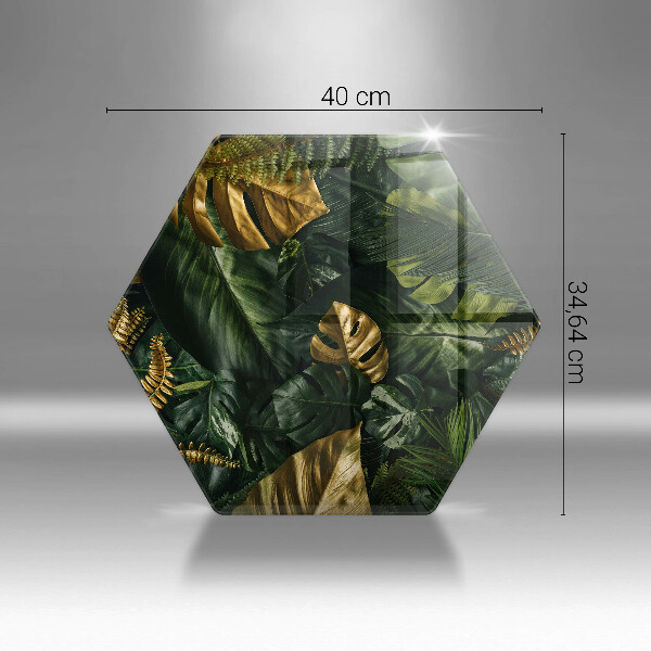 Tagliere in vetro Foglie dorate di monstera