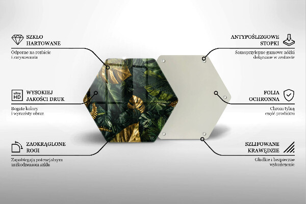 Tagliere in vetro Foglie dorate di monstera