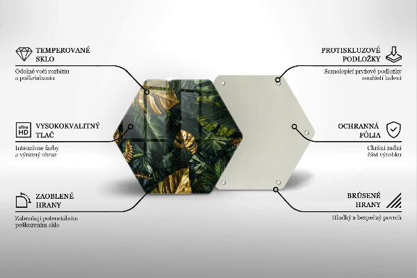 Tagliere in vetro Foglie dorate di monstera