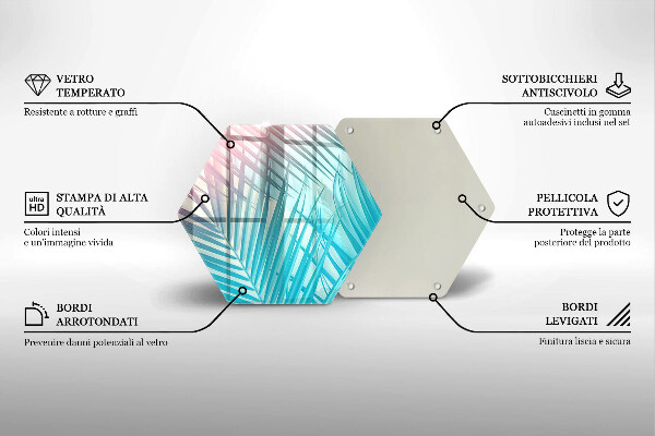 Tagliere in vetro Foglie pastello