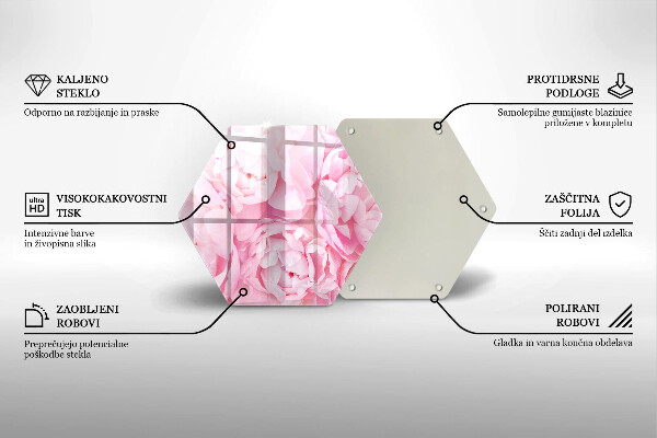 Tagliere in vetro Peonie delicate