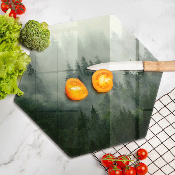 Tagliere in vetro Paesaggio forestale nebbioso