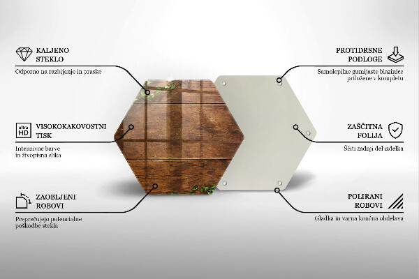 Tagliere in vetro Tavole e foglie di legno