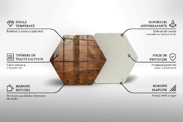 Tagliere in vetro Tavole e foglie di legno