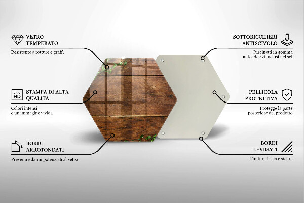 Tagliere in vetro Tavole e foglie di legno
