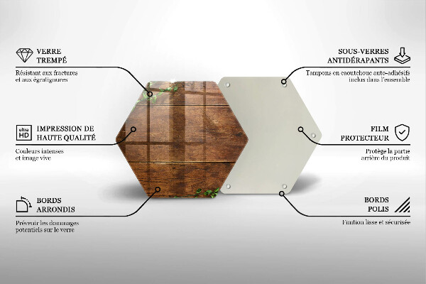 Tagliere in vetro Tavole e foglie di legno