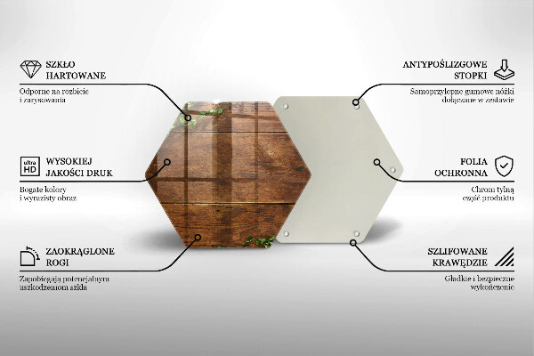 Tagliere in vetro Tavole e foglie di legno