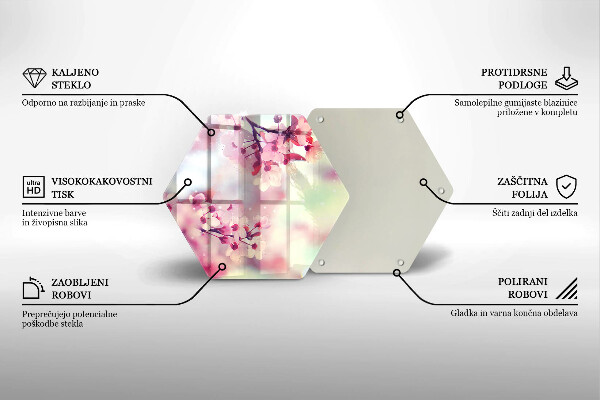 Tagliere in vetro Fiori di melo naturali