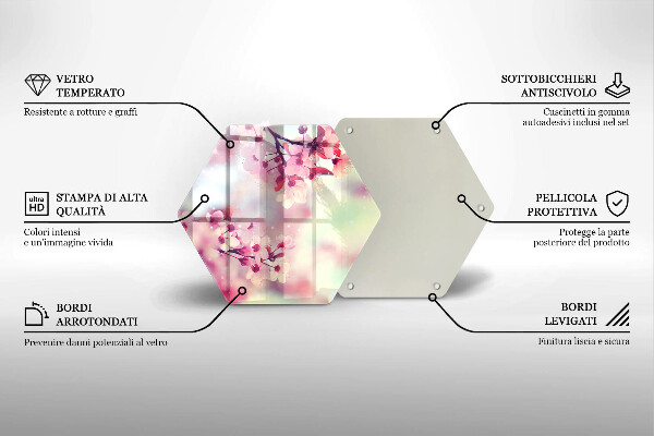 Tagliere in vetro Fiori di melo naturali