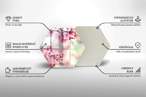 Tagliere in vetro Fiori di melo naturali