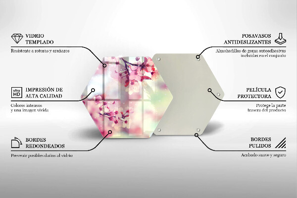 Tagliere in vetro Fiori di melo naturali