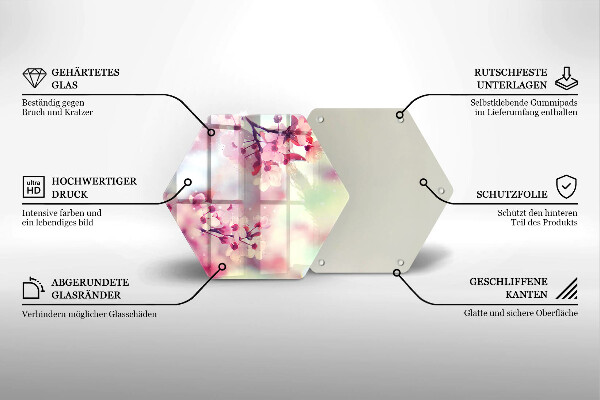 Tagliere in vetro Fiori di melo naturali