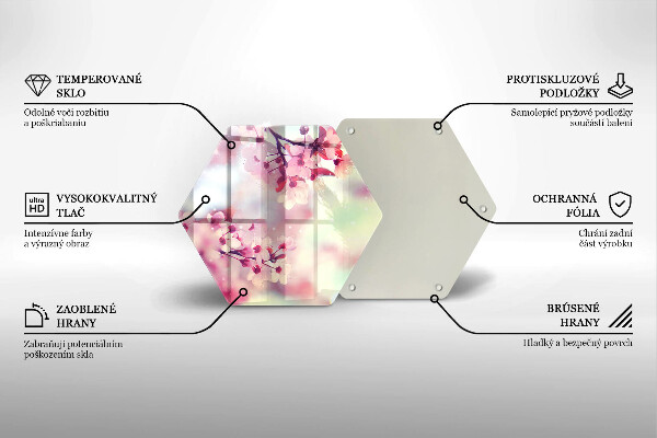 Tagliere in vetro Fiori di melo naturali