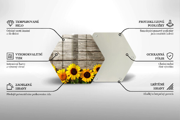 Tagliere in vetro Girasoli su tavole