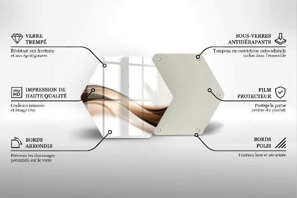 Tagliere in vetro Linee marroni astratte