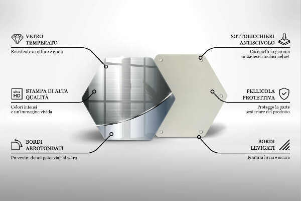 Tagliere in vetro Modello di astrazione in metallo