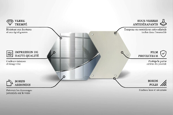 Tagliere in vetro Modello di astrazione in metallo