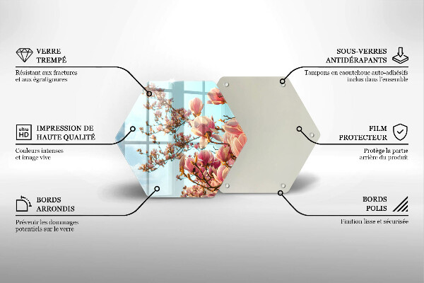 Tagliere in vetro Albero di fiori rosa