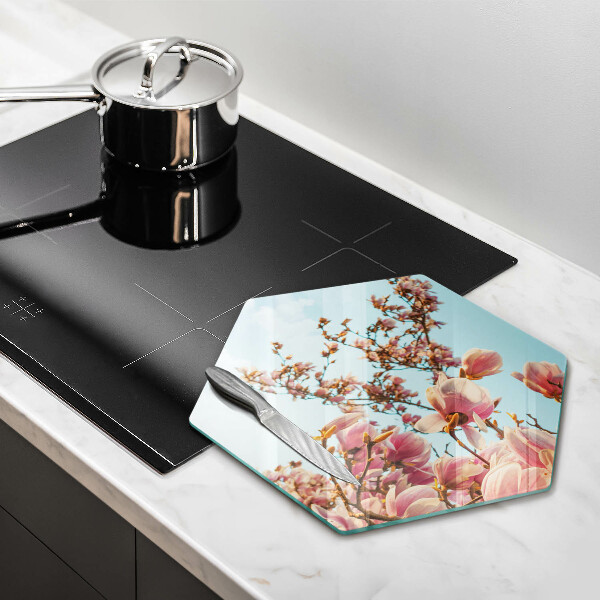 Tagliere in vetro Albero di fiori rosa