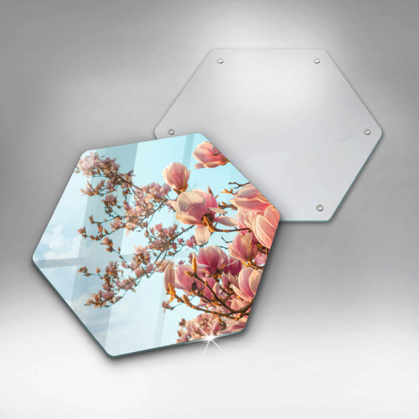 Tagliere in vetro Albero di fiori rosa