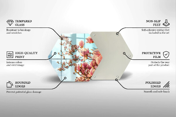 Tagliere in vetro Albero di fiori rosa