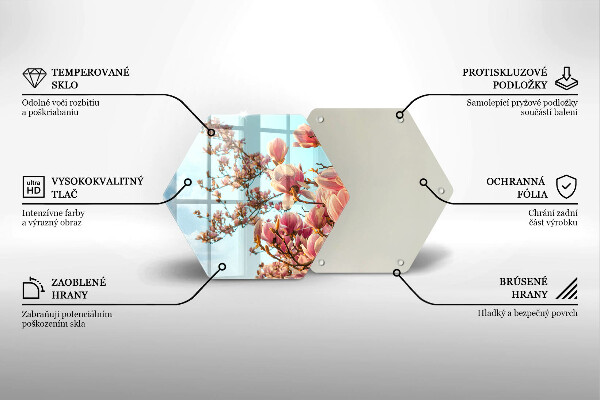 Tagliere in vetro Albero di fiori rosa