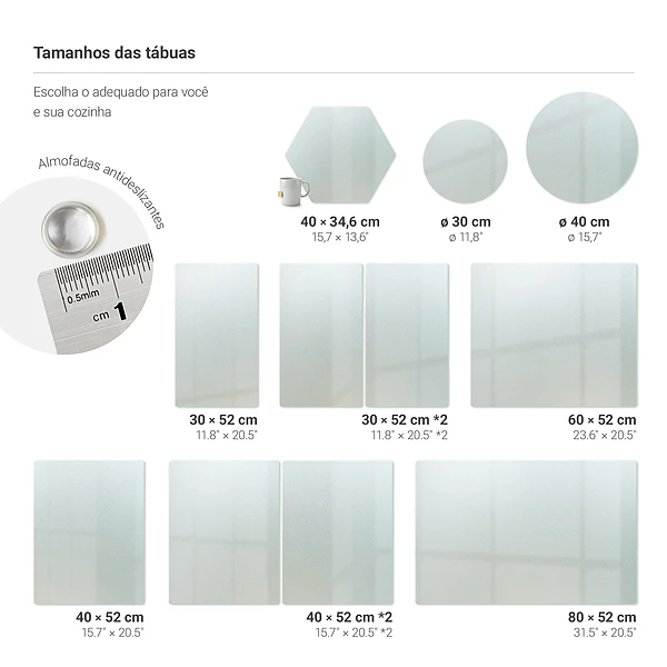 Tagliere rettangolare in vetro temperato 80 x 52 cm