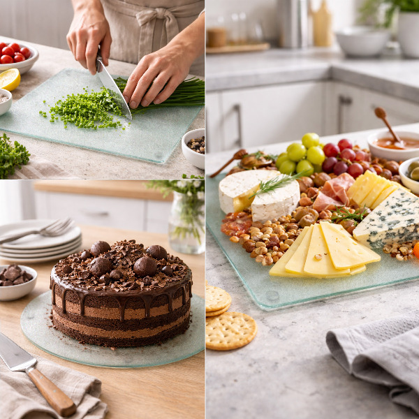 Tagliere in vetro esagonale di 40 cm di altezza