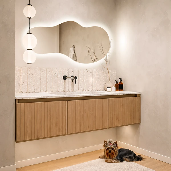 Unico specchio irregolare retroilluminato 40x80