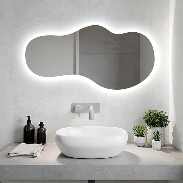 Unico specchio irregolare retroilluminato 40x80
