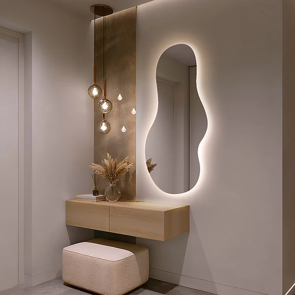 Unico specchio irregolare retroilluminato 40x80