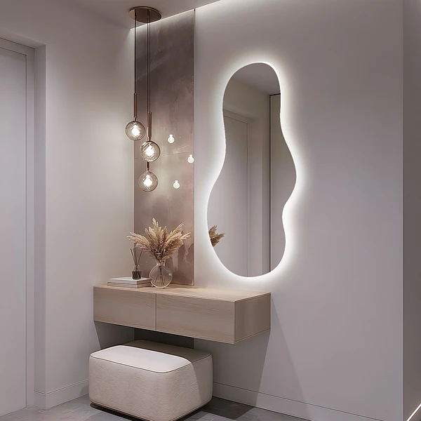 Unico specchio irregolare retroilluminato 40x80