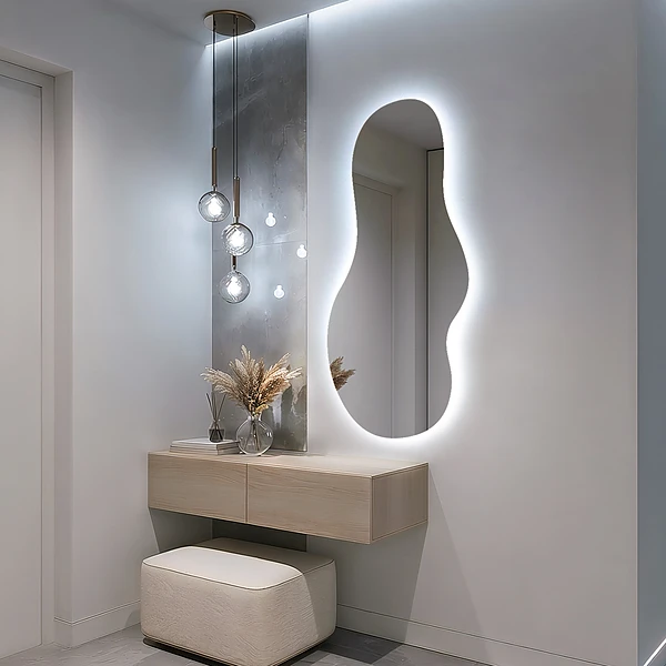 Unico specchio irregolare retroilluminato 40x80