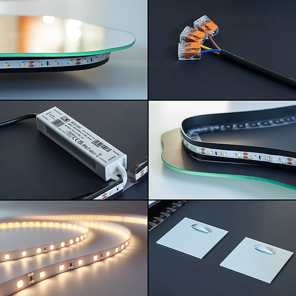Moderno specchio forma irregolare con LED 50x100