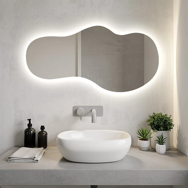 Moderno specchio forma irregolare con LED 50x100