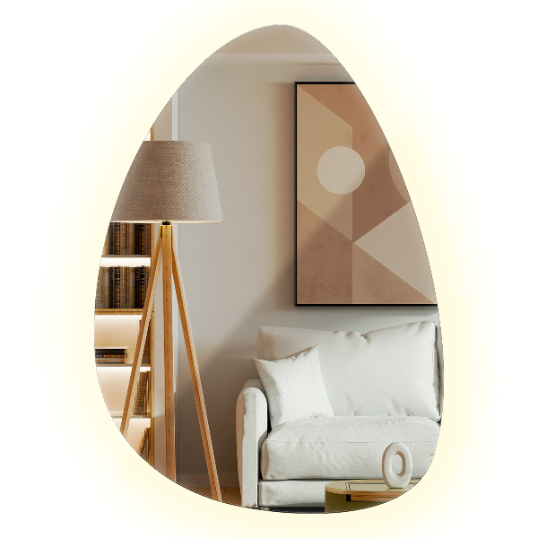 Specchio a forma di uovo con illuminazione LED 57x80 cm