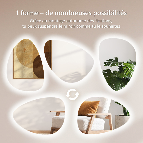 Specchio a forma di uovo con illuminazione LED 57x80 cm