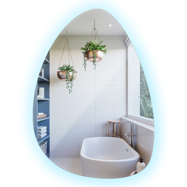 Specchio a forma di uovo con illuminazione LED 57x80 cm