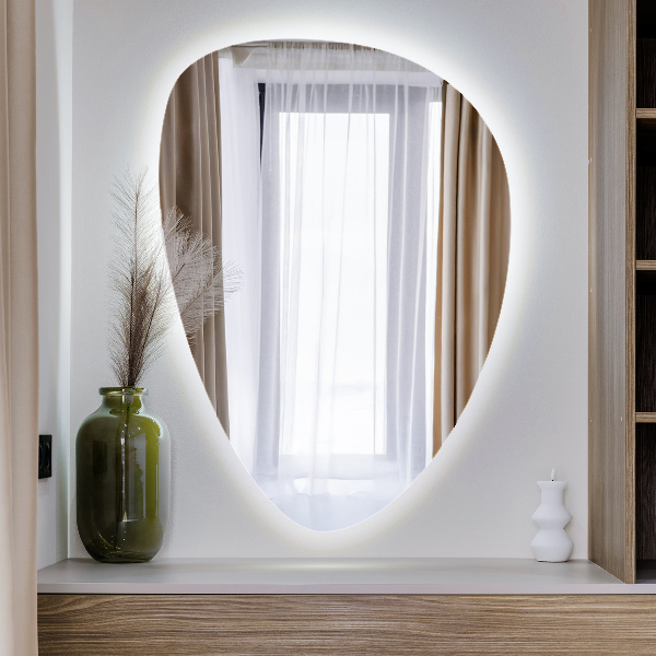 Specchio a forma di uovo con illuminazione LED 57x80 cm