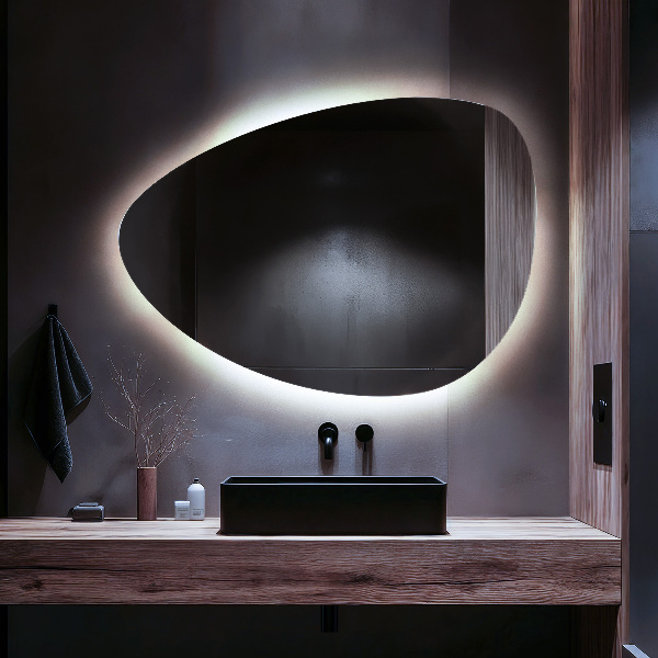 Specchio a forma di uovo con illuminazione LED 57x80 cm