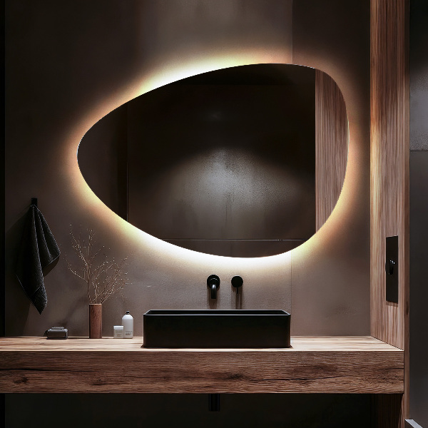 Specchio LED a forma di uovo 64x90 cm