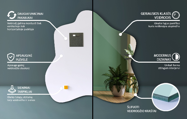 Specchio irregolare a forma di macchia 48x48 cm