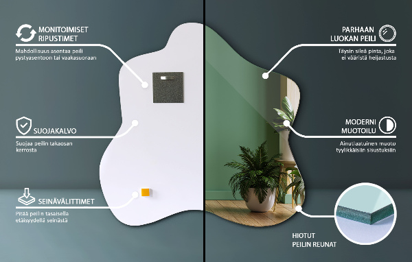 Specchio irregolare a forma di macchia 58x58 cm