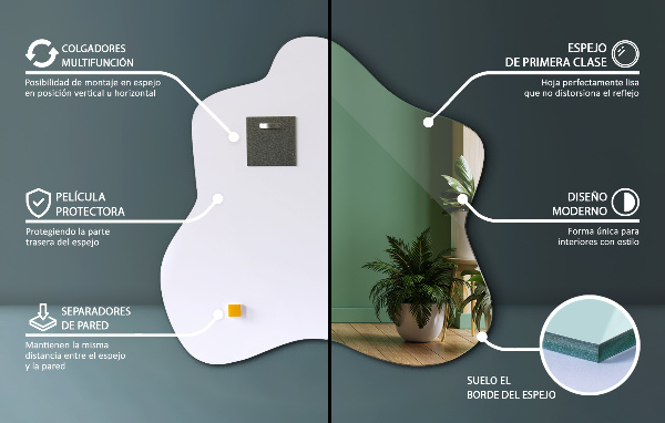 Specchio irregolare a forma di macchia 68x67 cm