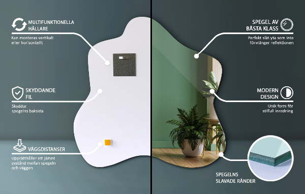 Specchio irregolare a forma di macchia 68x67 cm